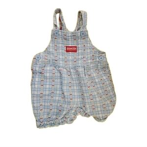 Oshkosh B'Gosh  Baby Bubble Romper Blue gingham & cherries Size 6-9 months